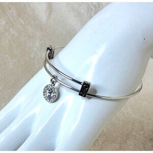 Halle Joy Silver Tone Clear Crystal Incircled By Clear Chrystals Bangle Bracelet